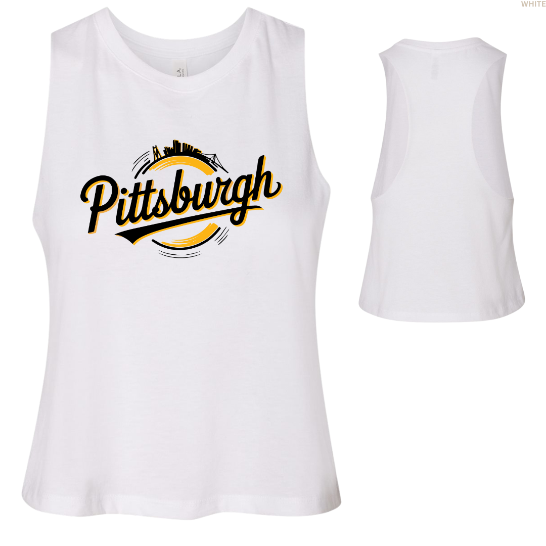Pittsburgh Circle Skyline Women's Racerback Cropped Tank