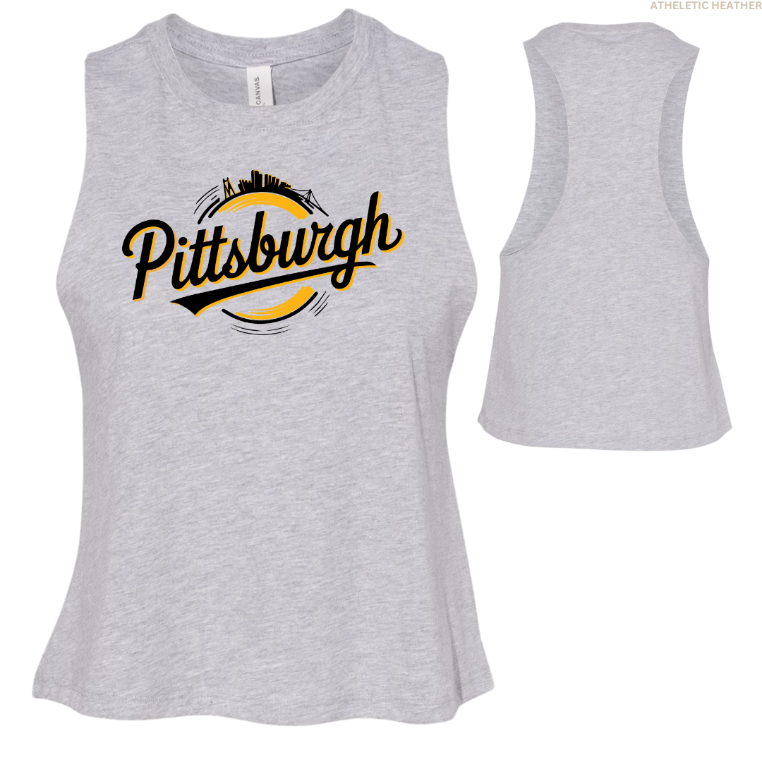 Pittsburgh Circle Skyline Women's Racerback Cropped Tank