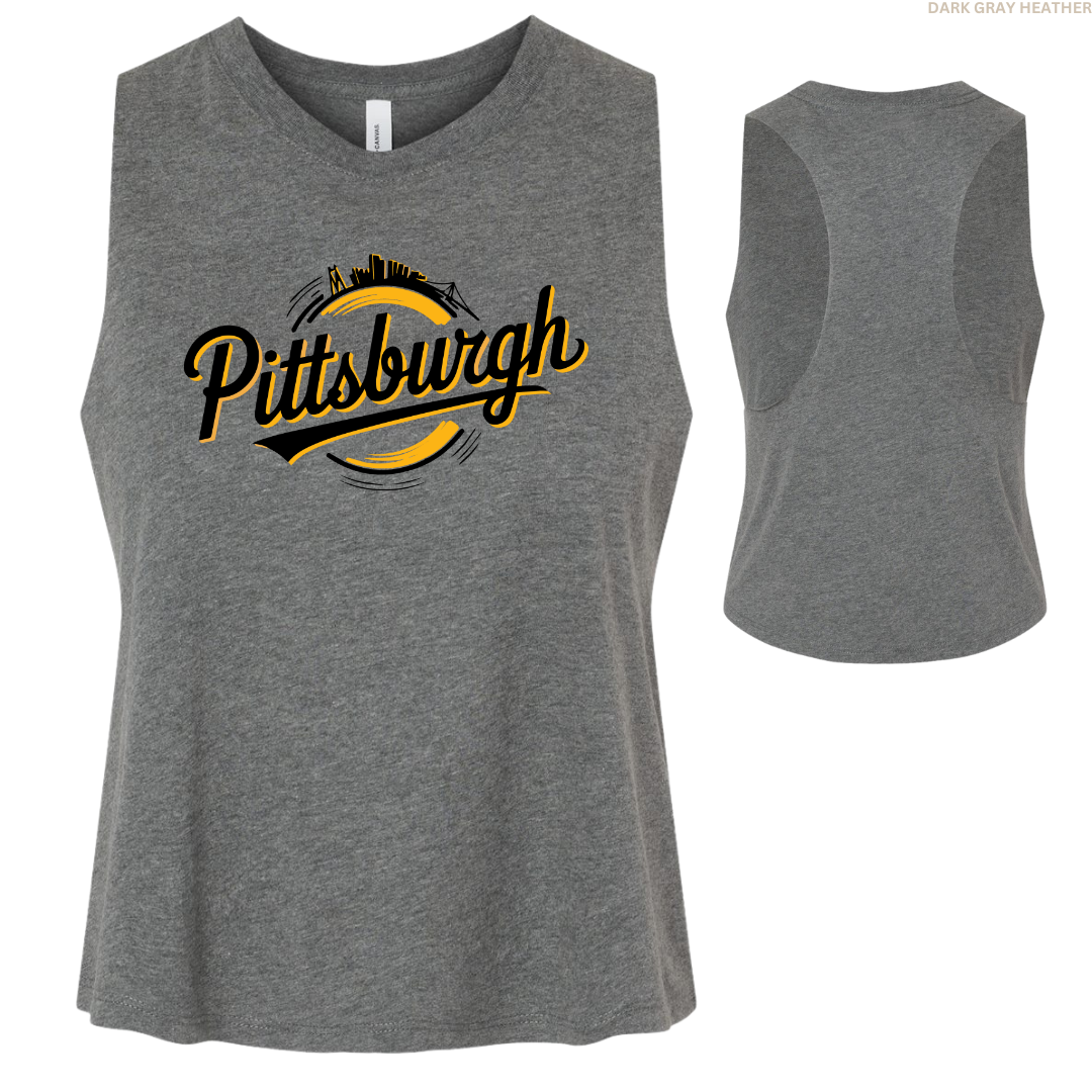Pittsburgh Circle Skyline Women's Racerback Cropped Tank