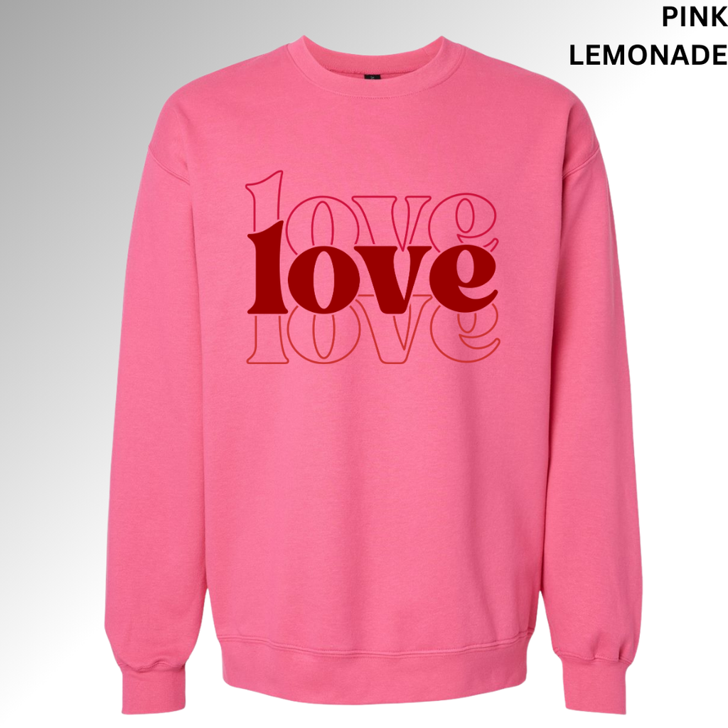 Love Stacked Valentine Sweatshirt | Cute Pink Graphic Crewneck