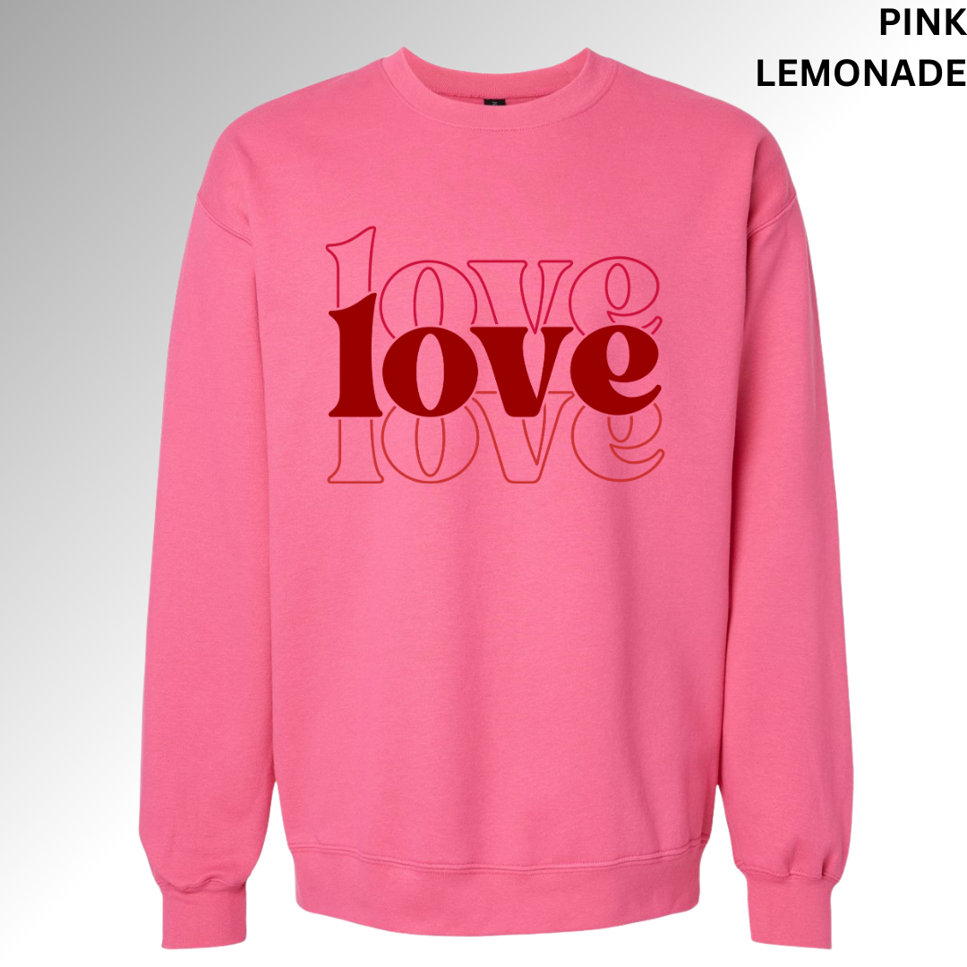 Love Stacked Valentine Sweatshirt | Cute Pink Graphic Crewneck