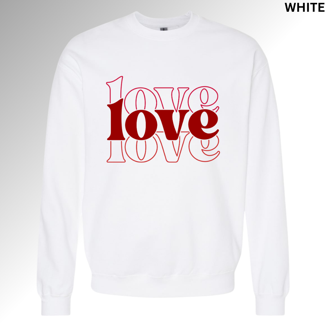 Love Stacked Valentine Sweatshirt | Cute Pink Graphic Crewneck