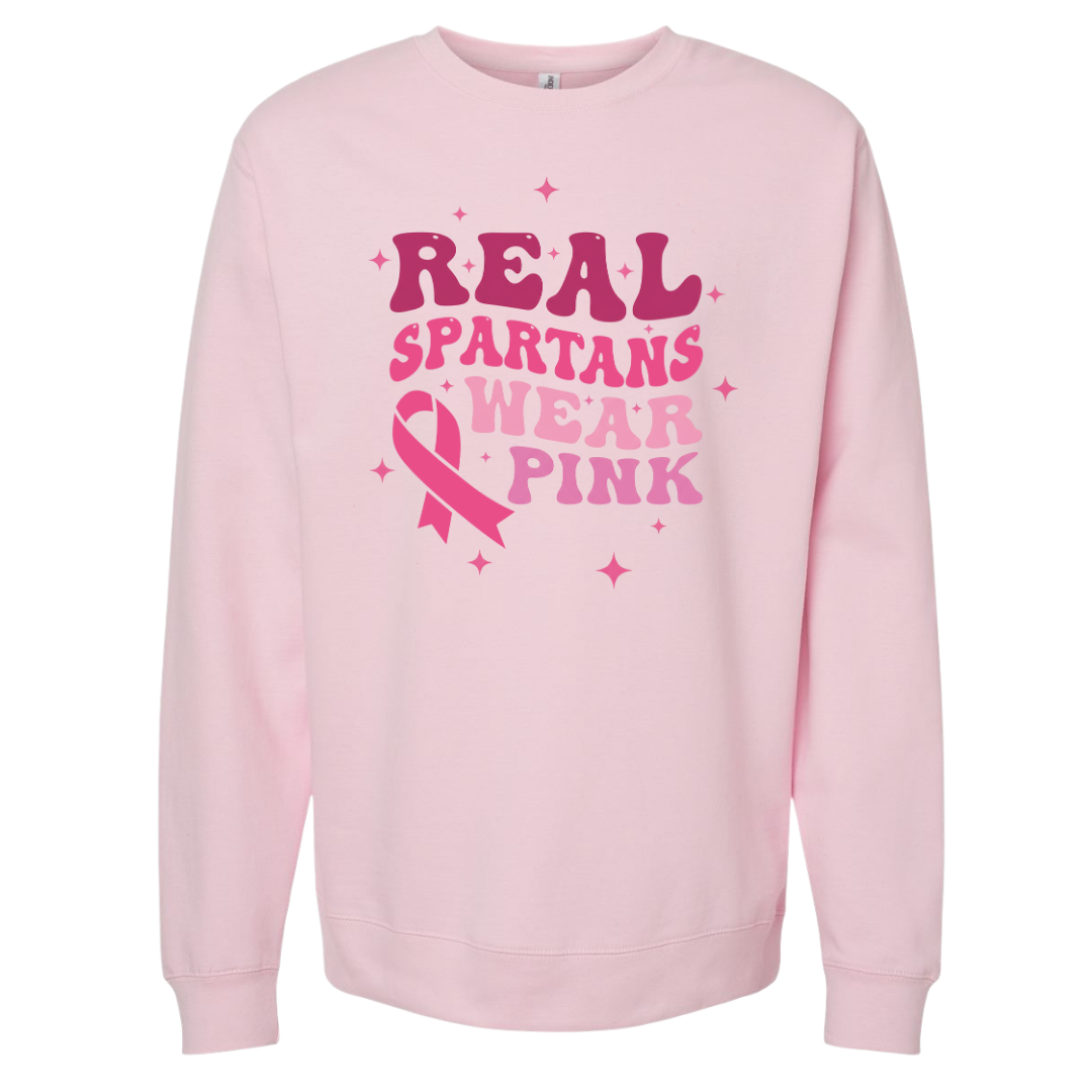 Real Spartans Wear Pink Crewneck
