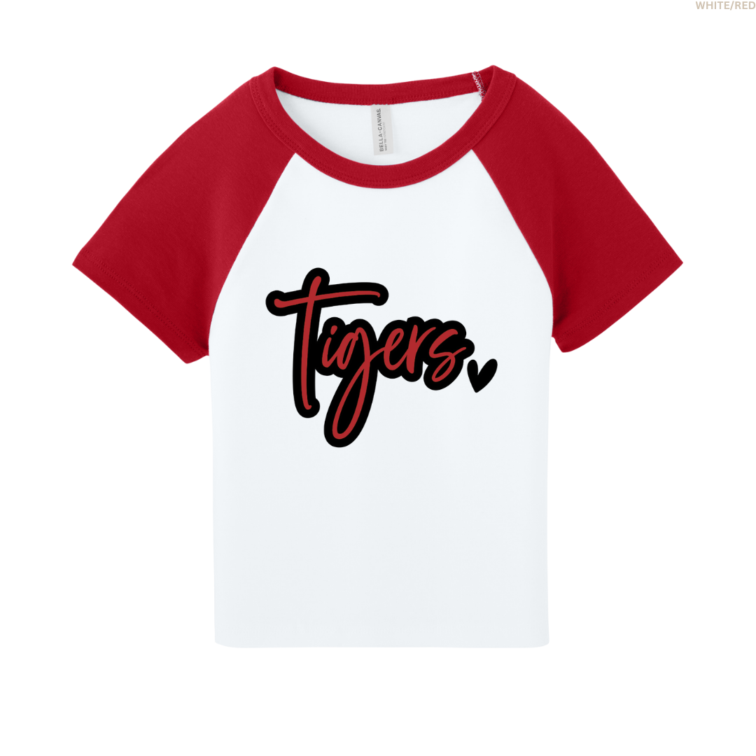 Tigers Heart Women's Raglan Cropped Baby Tee