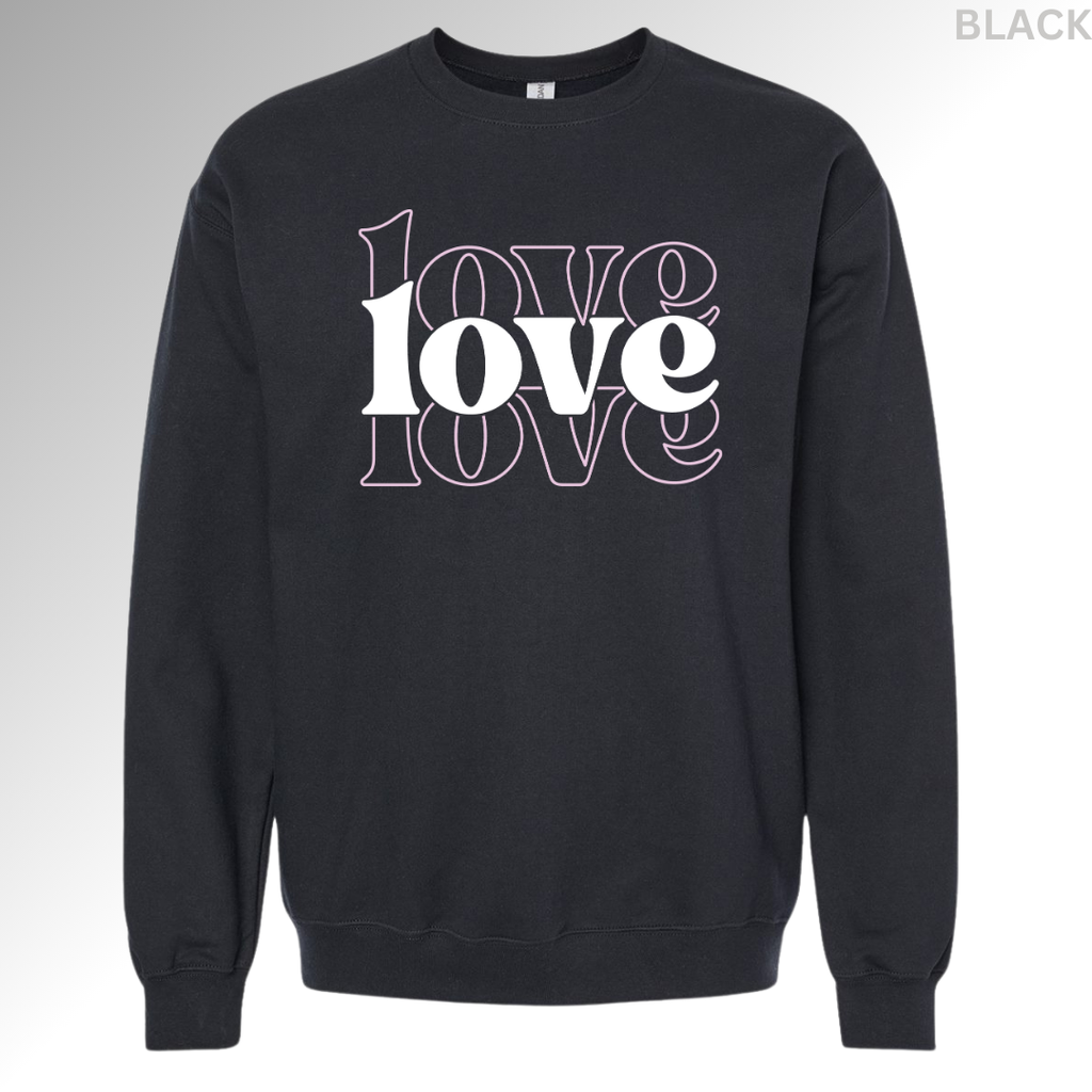 Love Stacked Valentine Sweatshirt | Cute Pink Graphic Crewneck