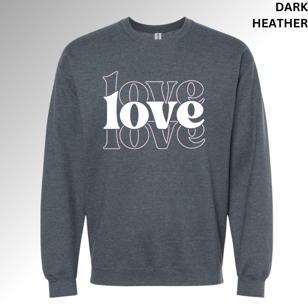 Love Stacked Valentine Sweatshirt | Cute Pink Graphic Crewneck