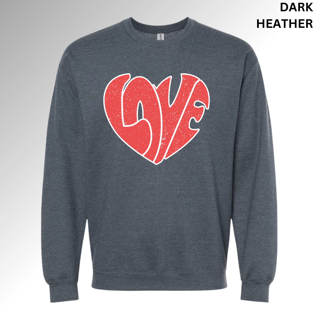 Curved Love Valentine Sweatshirt | Minimal Heart Graphic Crewneck
