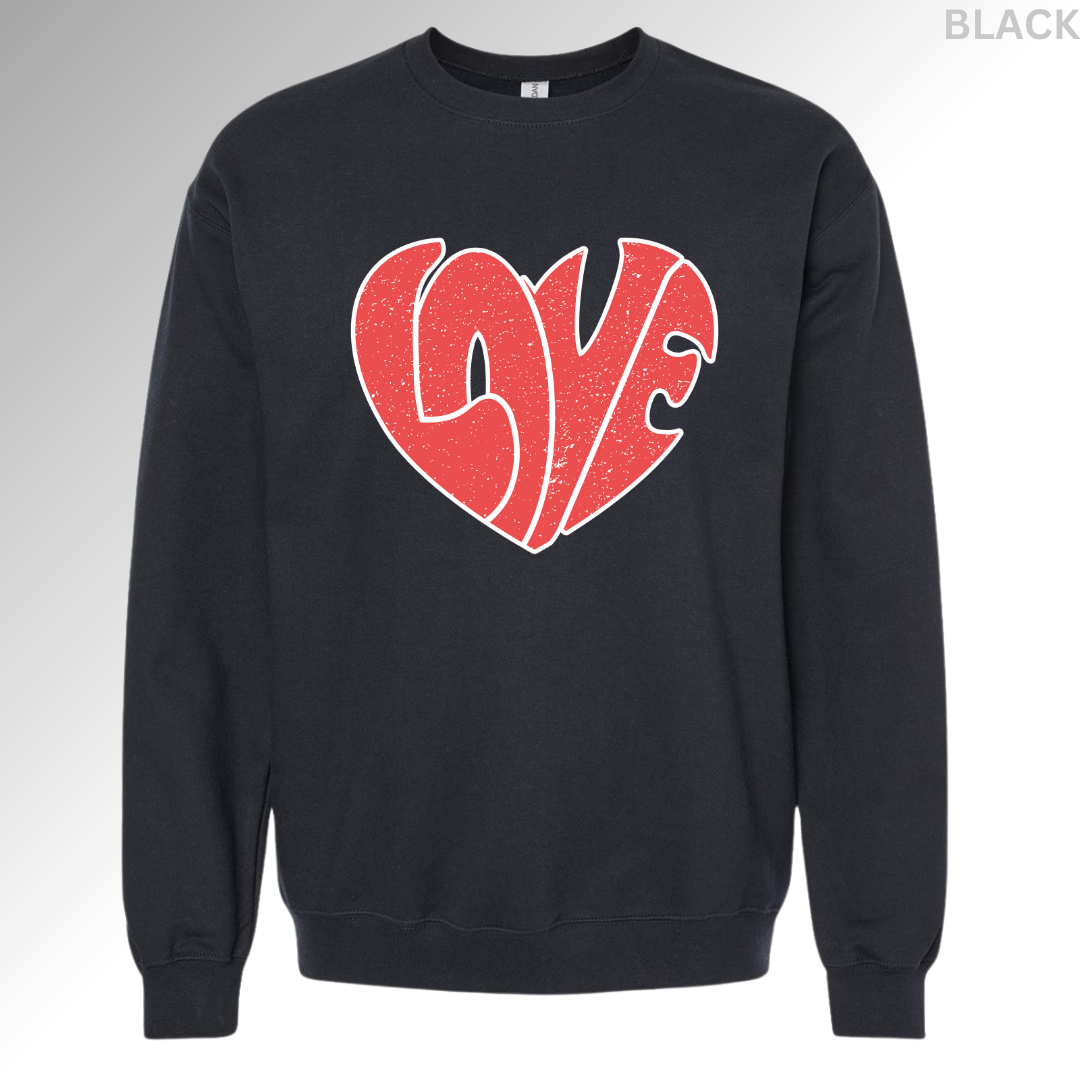 Curved Love Valentine Sweatshirt | Minimal Heart Graphic Crewneck