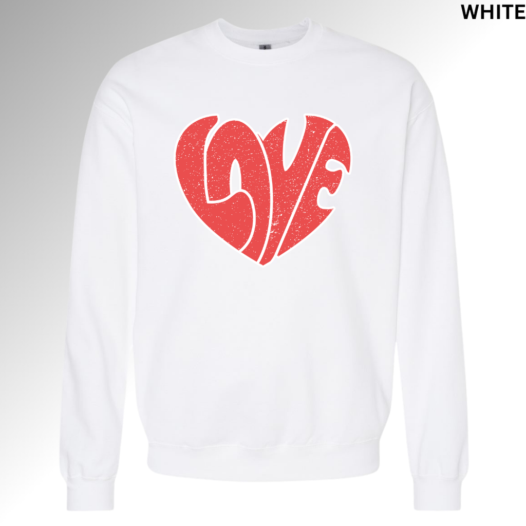 Curved Love Valentine Sweatshirt | Minimal Heart Graphic Crewneck