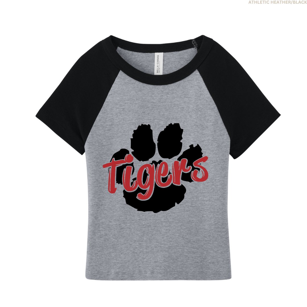 Tigers Paw Women's Raglan Cropped Baby Tee