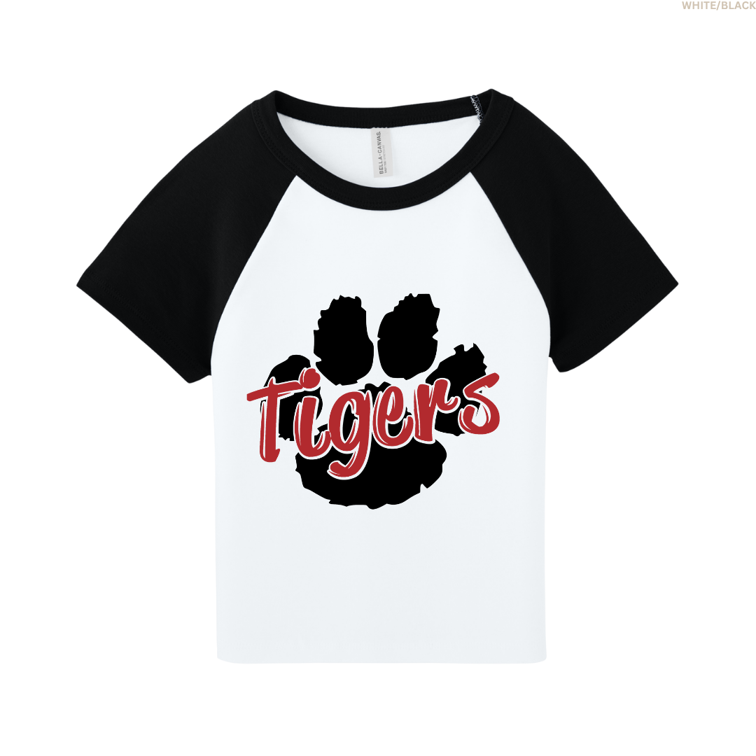 Tigers Paw Women's Raglan Cropped Baby Tee