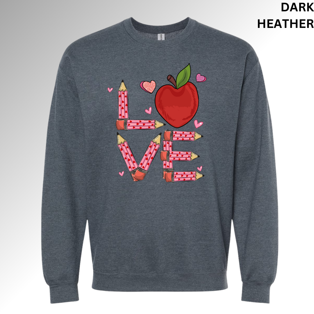 Love Apples Valentine Sweatshirt | Cute Apple Heart Graphic