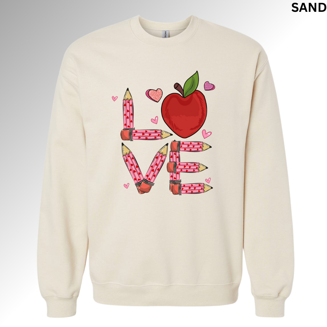 Love Apples Valentine Sweatshirt | Cute Apple Heart Graphic