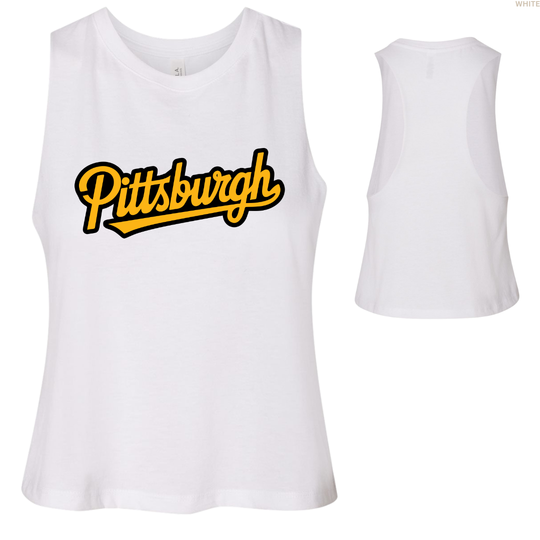 Pittsburgh Slant Women's Racerback Cropped Tank