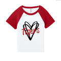 Tigers Double Hearts Women's Raglan Cropped Baby Tee