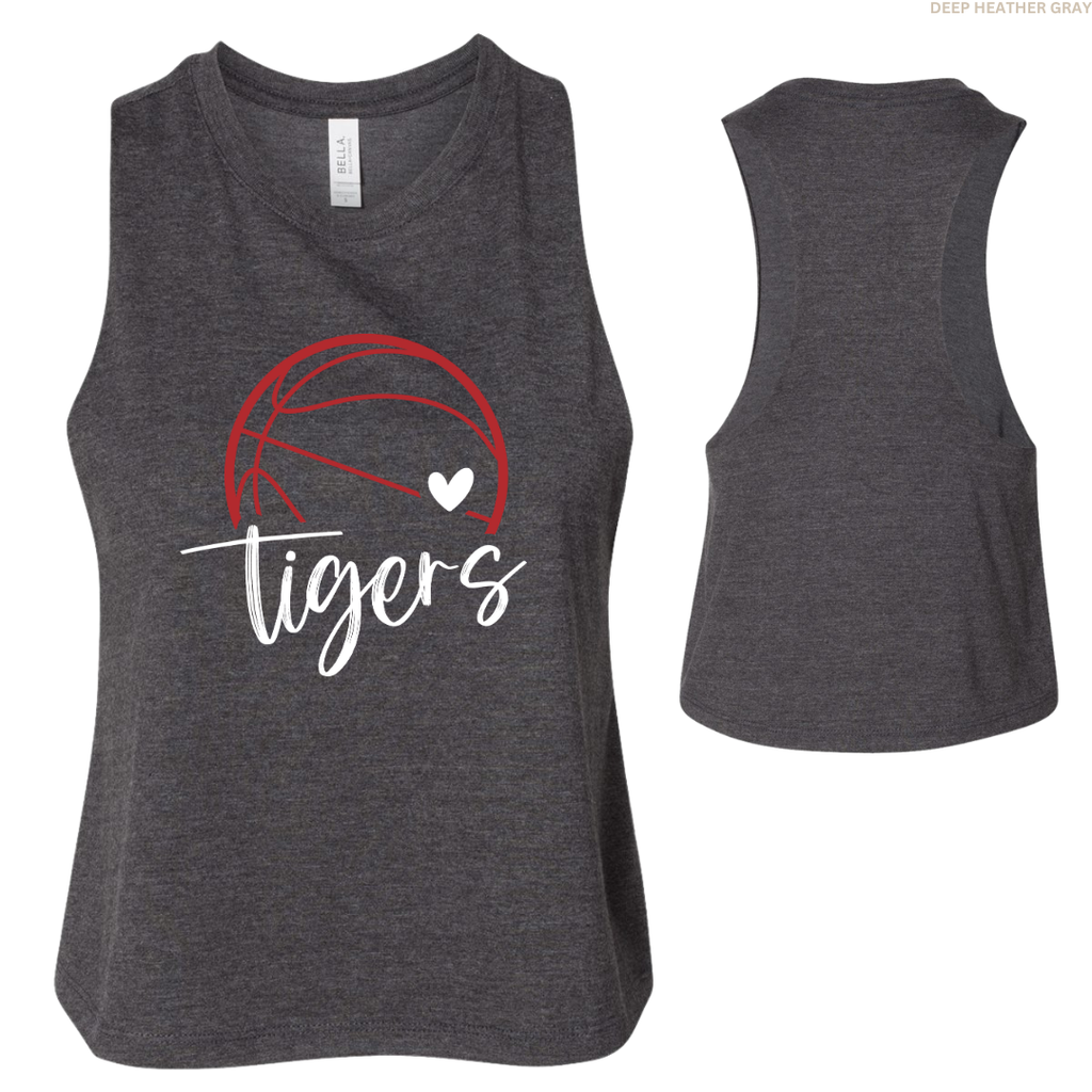 Tigers Basketball Heart Women's Racerback Cropped Tank