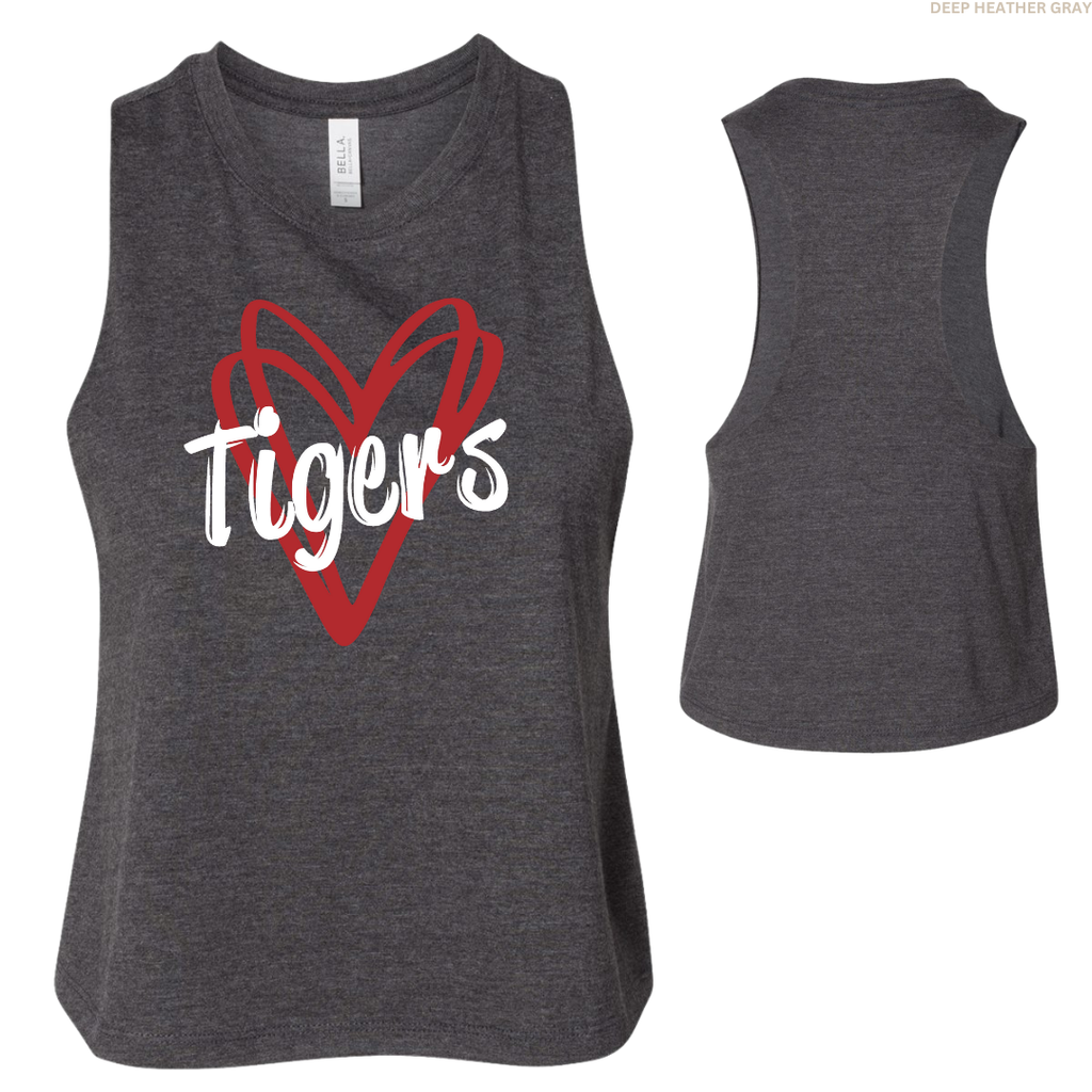Tigers Double Hearts Women's Cropped Racerback Tank